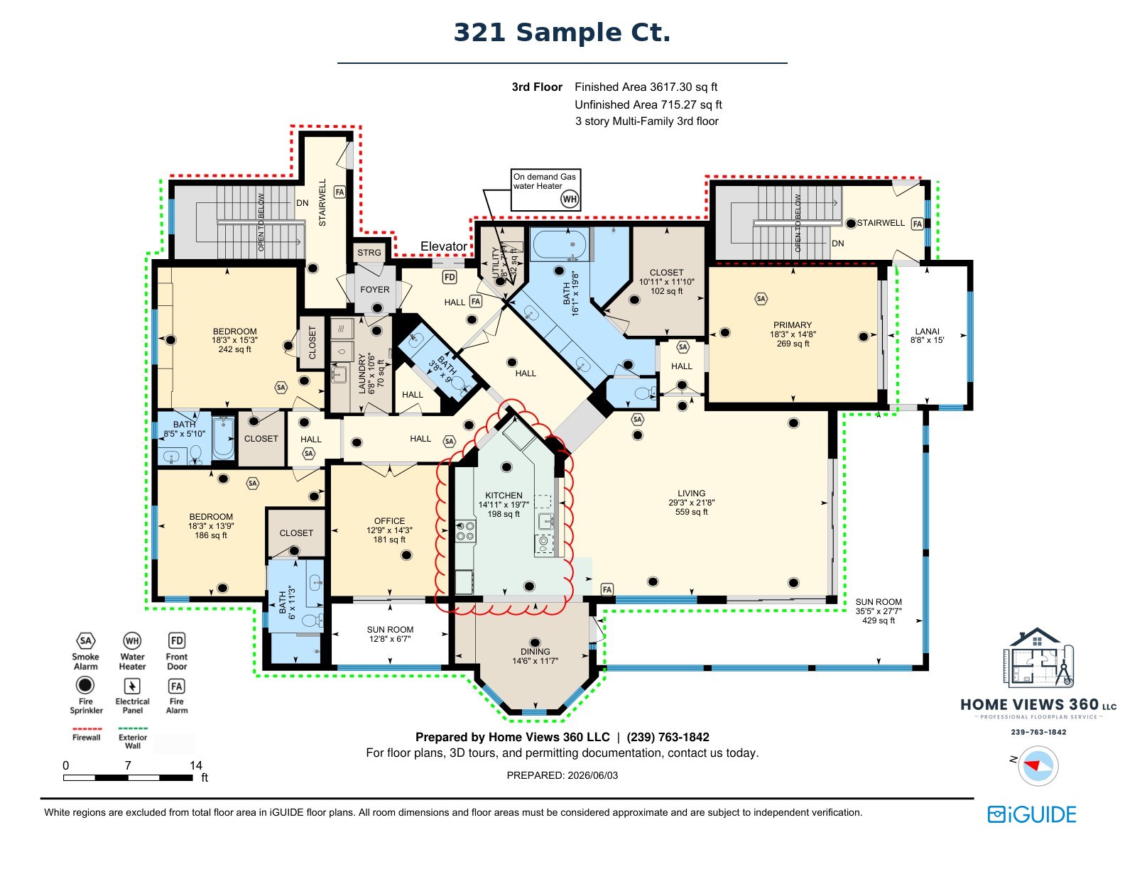 Multi-family condo permit plan with fire sprinklers