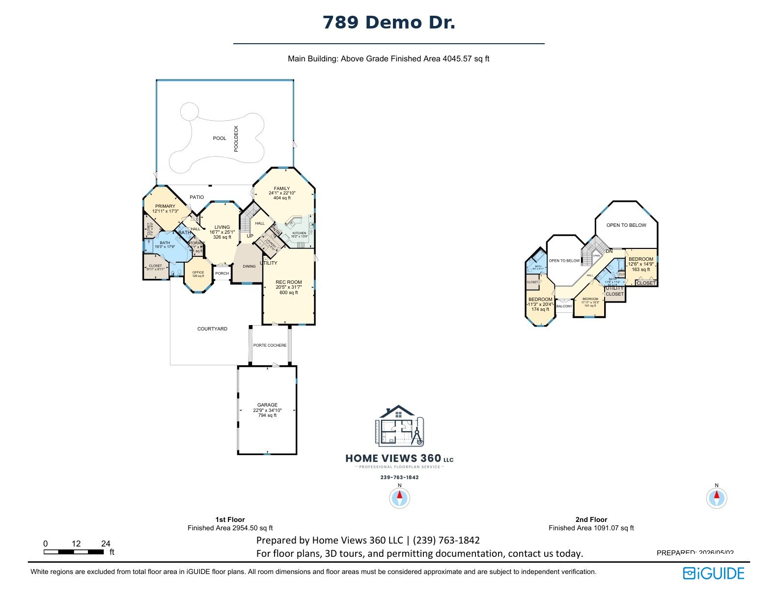 Two-story estate permit floor plan