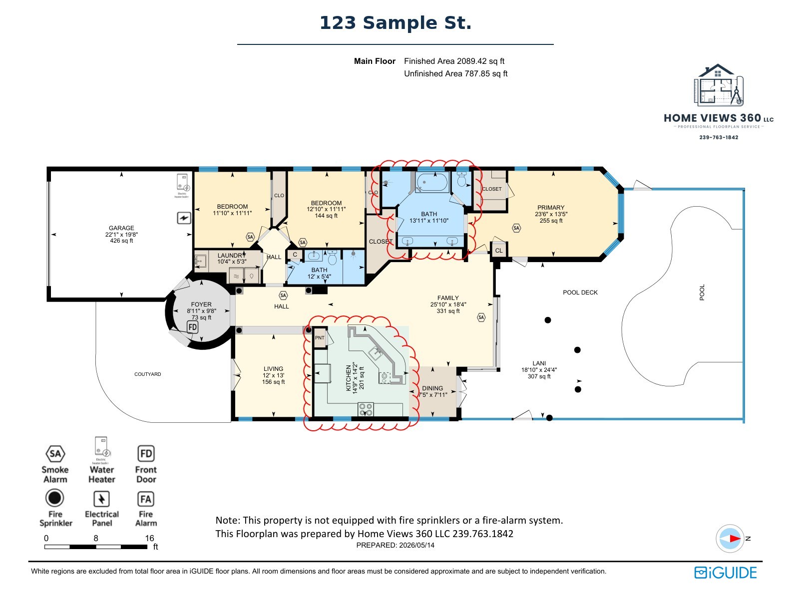 Single-family permit floor plan with pool